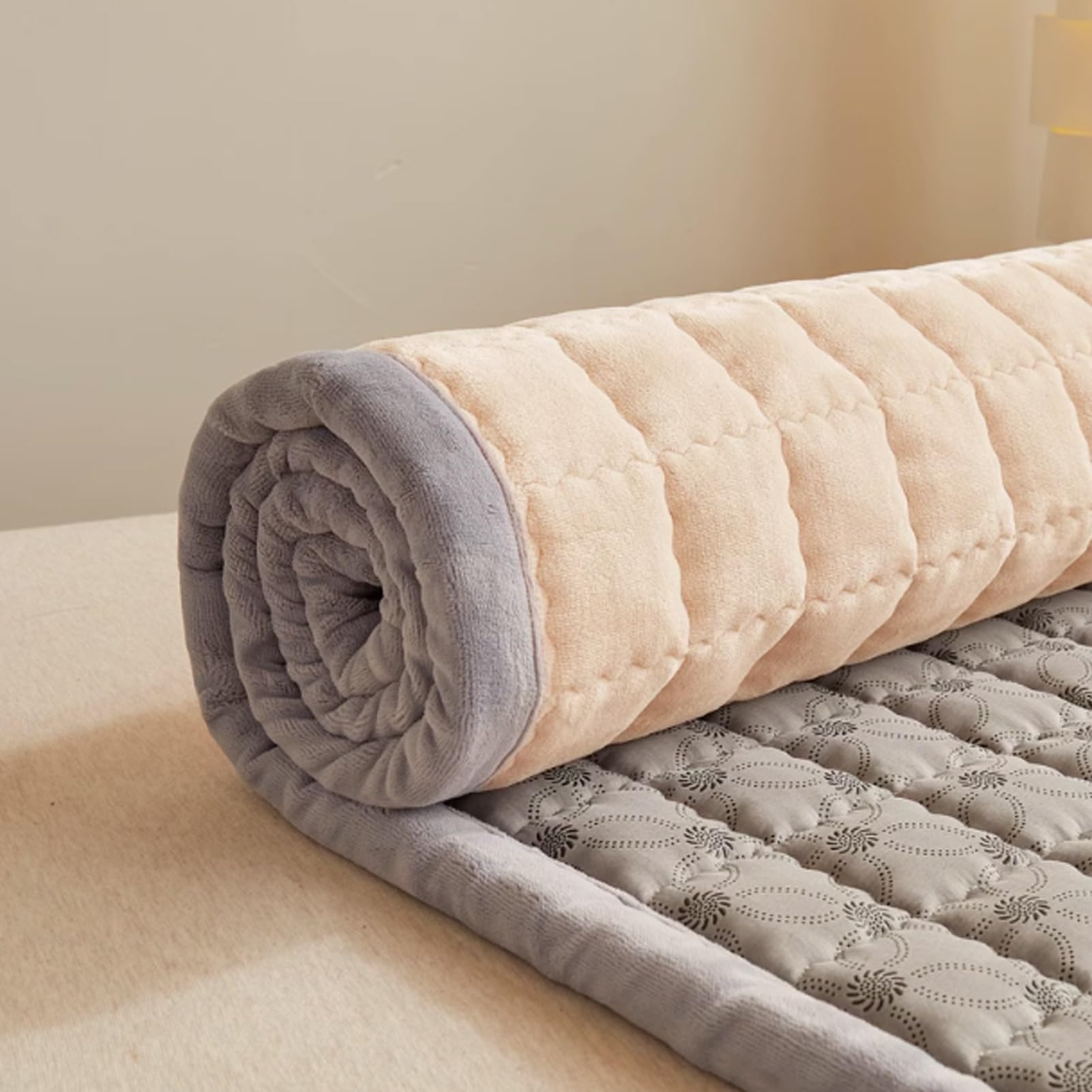 YUNSEU Portable Futon Mattress, Thick Roll-up Mattress, Full Size Floor Mattress, Guest Sleeping Mat, Student Dormitory Sleeping Mat, Single Double