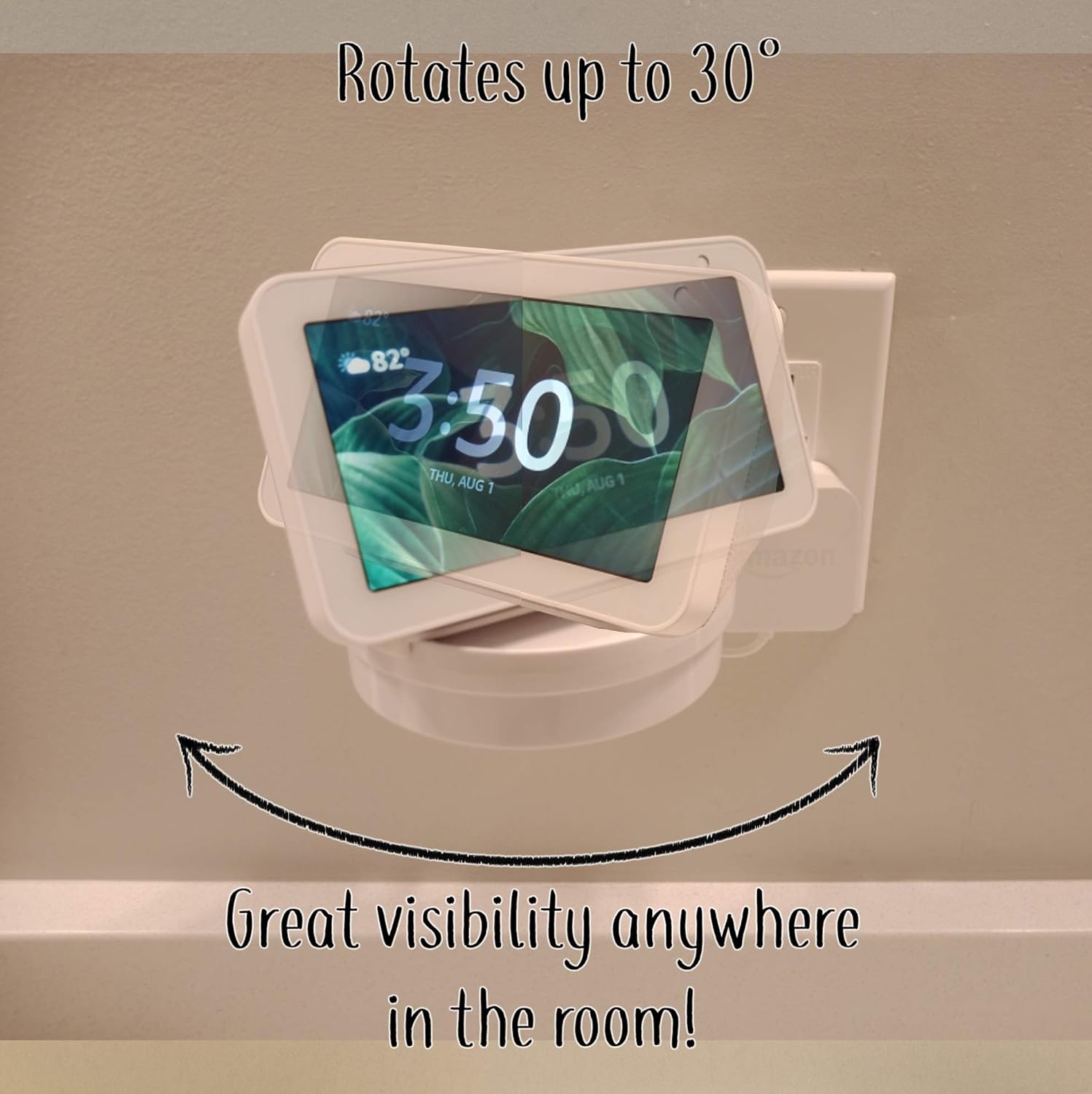 The Easy Outlet Shelf for Round Dot 4th Gen and Show 5 - Installs In Seconds - Hidden Cord Cable Storage Management - Award Winning Design