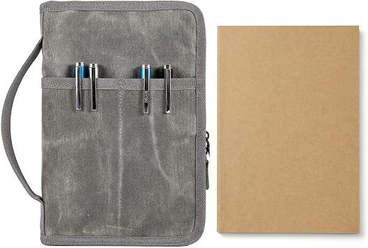 A5 Notebook Cover with Lined Paper Kraft Notebook, Zipper Journal Planner Sketchbook Cover, Field Notes Notebooks Cover Notebook Jacket for 5.5 x 8.25 Moleskine A5 LEUCHTTURM,Water Resistant