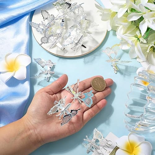 Miniatura 3 de 12 pinzas de mariposa plateadas para el cabello, pasadores de mariposa de metal en movimiento, pinzas de cocodrilo, accesorios retro de los años 90