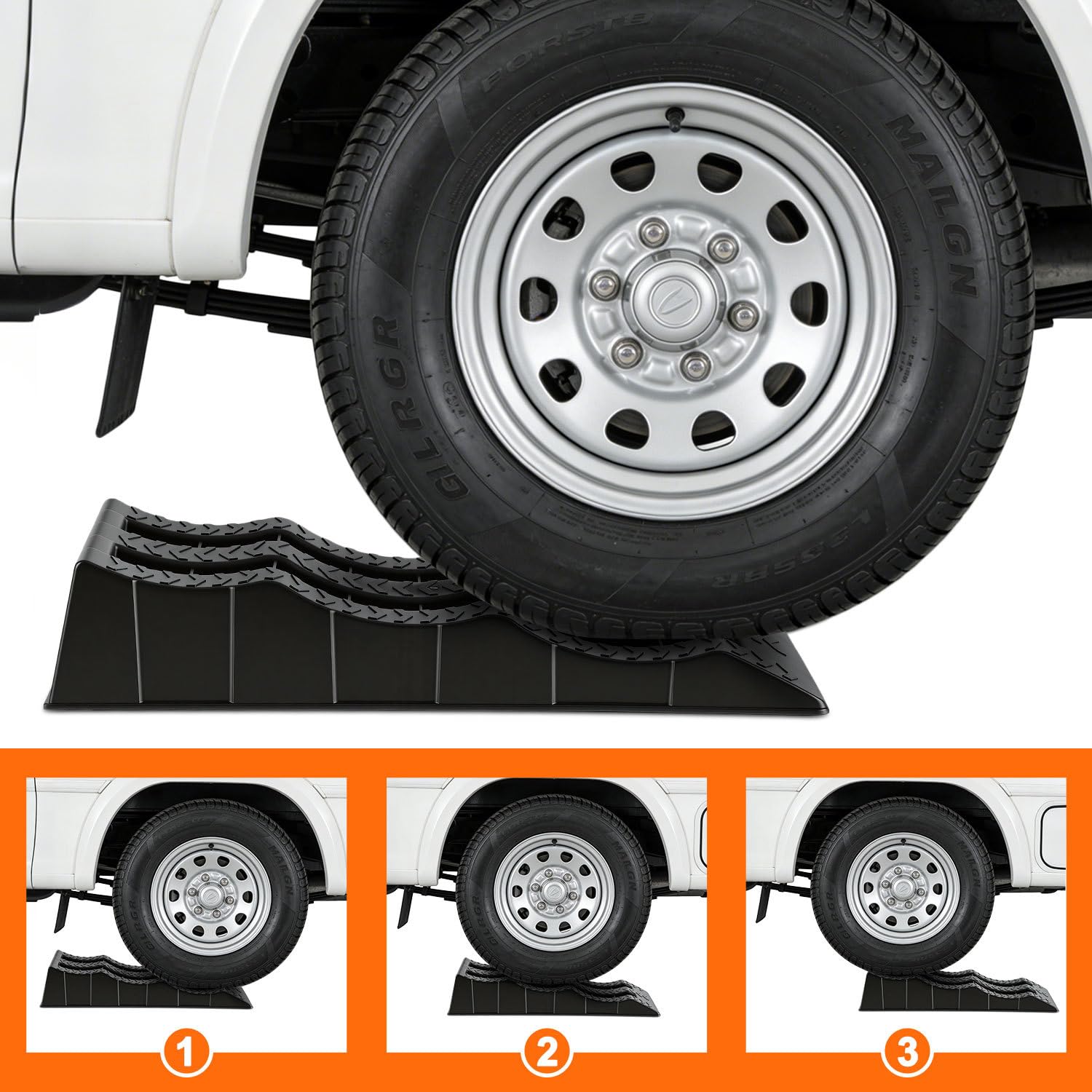 Lot de 2 cales de levage pour camping-car, 3 niveaux 4/7/10 cm, charge maximale 3,5 t, cales d'équilibrage en polyéthylène haute densité antidérapantes pour caravanes, camping-cars et remorques avec