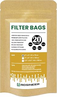 Rosineer Premium Nylon Filter Bags Combo, 2" x 3", 20 PCS - 36, 72, 90, 120 Micron Sizes, 5 Bags Each Size - Double Stitching, Zero Blowouts