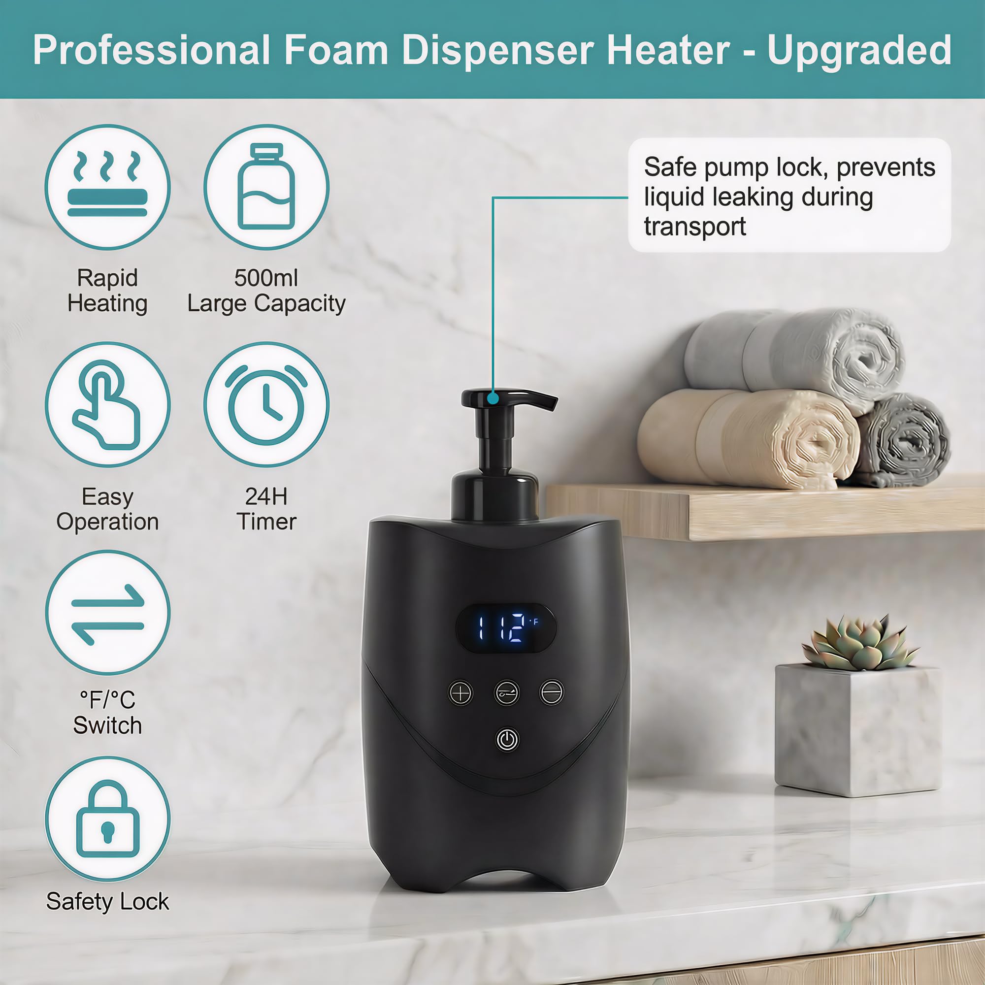Máquina profesional de espuma caliente para afeitar, 2 botellas de espuma de 500 ml, calentador de espuma de afeitar de gran capacidad para afeitado facial de hombres, ideal para el hogar/salón