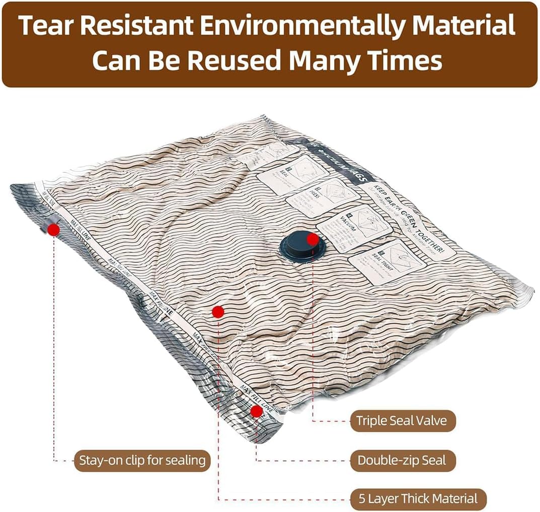 Cordless Travel Vacuum Storage Compression Bag Set, with Rechargeable Pump, Wireless Vacuum Pump with Reusable Space-Saving Bags, For Packing, Travels & Home Storage (15pcs(5SML))