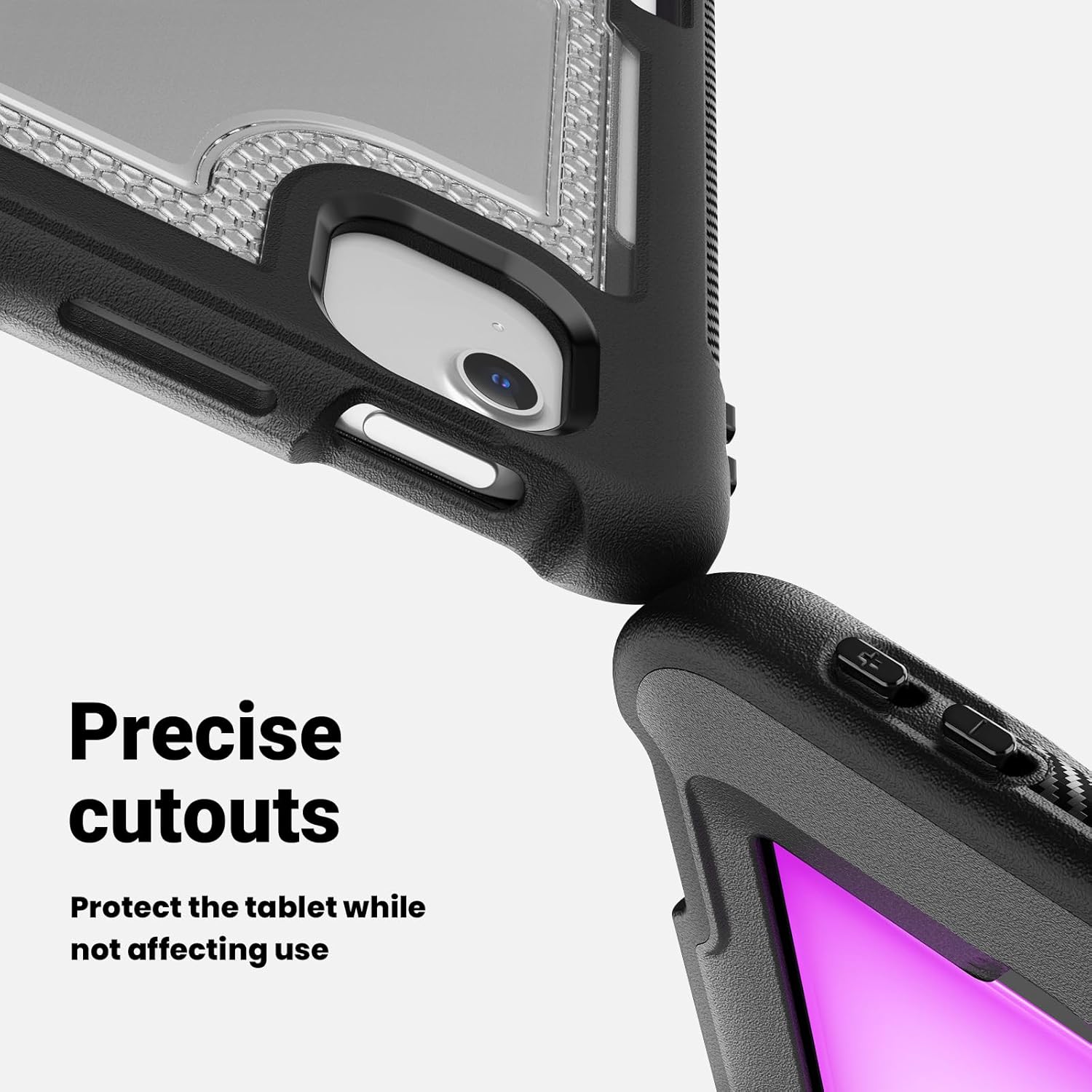 Batianda Case for iPad Air 13-inch 2025 M3 2024 M2 Chip Multilayered Rugged Durable Shockproof Tablet Cover with 360° Rotating Hand Strap Foldable Hidden Stand, Transparent