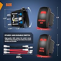 Vista 2 de Nilight Paquete de 2 Interruptores Basculantes para Luces Traseras Barra de Luz LED de 5 Pines Láser Encendido/Apagado Interruptores SPST 20A/12V