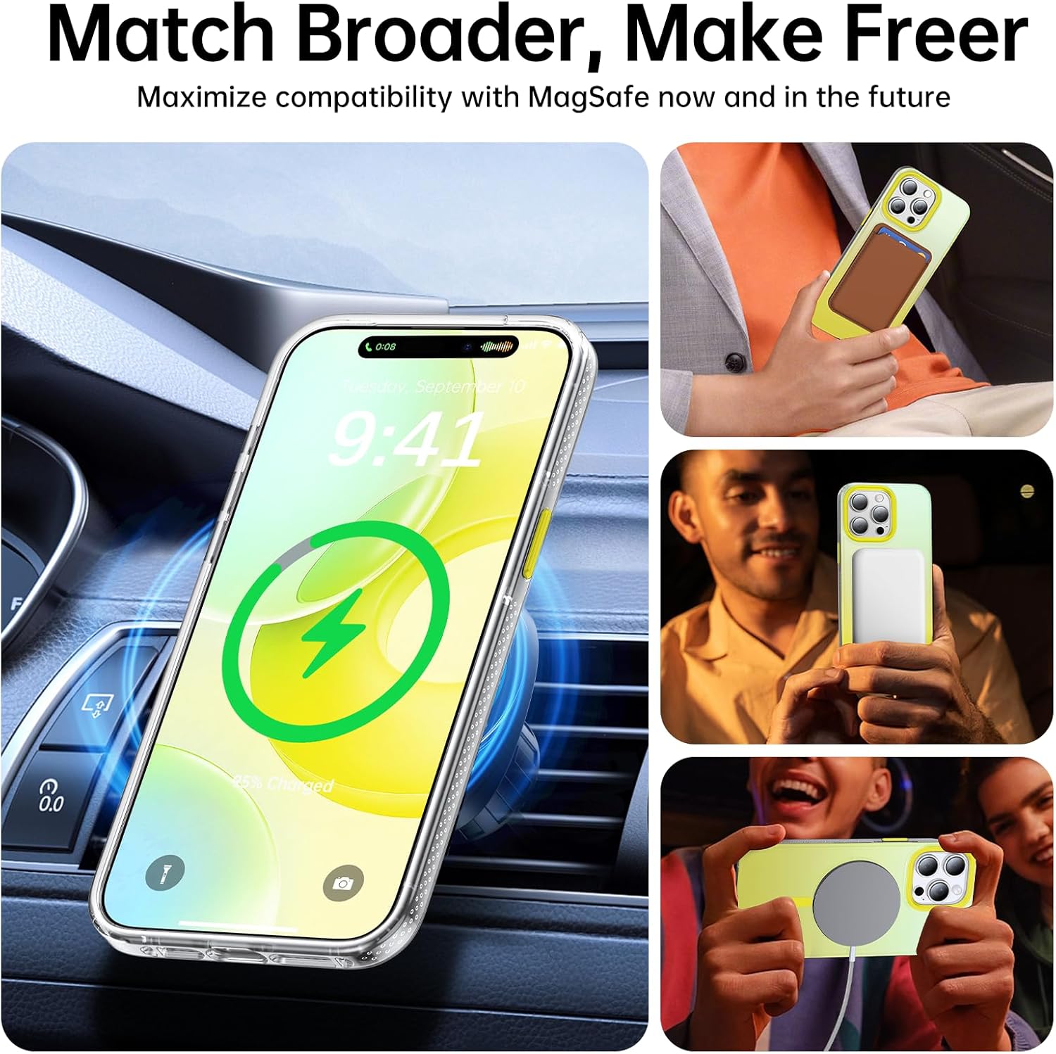 Magnetic for iPhone 14 Pro Case [Strong Magnetic] [10FT Military Grade Protective] Translucent Matte Slim Case for iPhone 14 Pro Phone Case (6.1"),Gradient Yellow