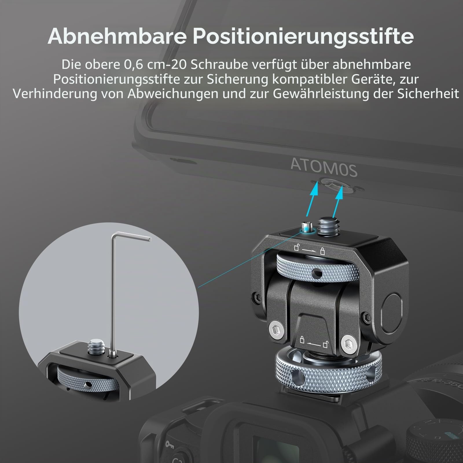 SMALLRIG Kamera-Monitorhalterung Lite mit Blitzschuh, 360° schwenkbar und 180° neigbar, Halterung für Feldmonitor Tragkraft von 90° Neigung 3,2 kg-3809B