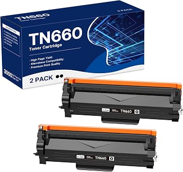 TN660 Toner Cartridge Replacement for Brother TN660 TN-660 TN630 TN-630 Work with HL-L2300D HL-L2305W HL-L2360DW MFC-L2740DW MFC-L2700DWR DCP-L2540DN Printer Black,2 Pack