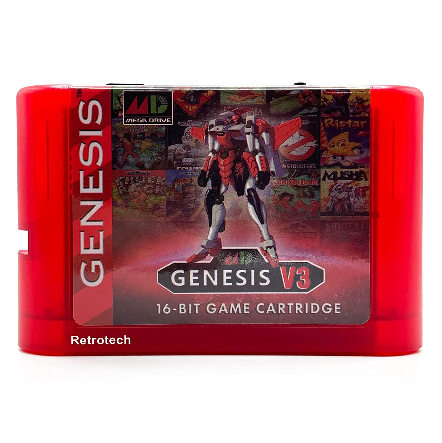 Retrotech 1200 In 1 V3 Pro Game Cartridge For Sega Genesis Console - Clear Red, Includes Printed Instructions - Image 3