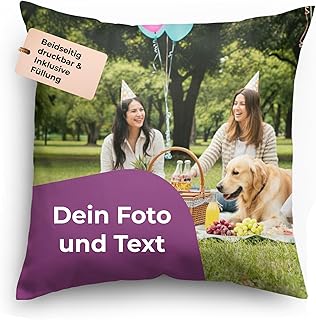 Personalisiertes Fotokissen mit eigenem Foto, beidseitig Bedruckt, 35,6 × 35,6 cm, weich und dekorativ, Kissen fürs Sofa, Geschenk oder Wohndekoration für Freunde und Familie