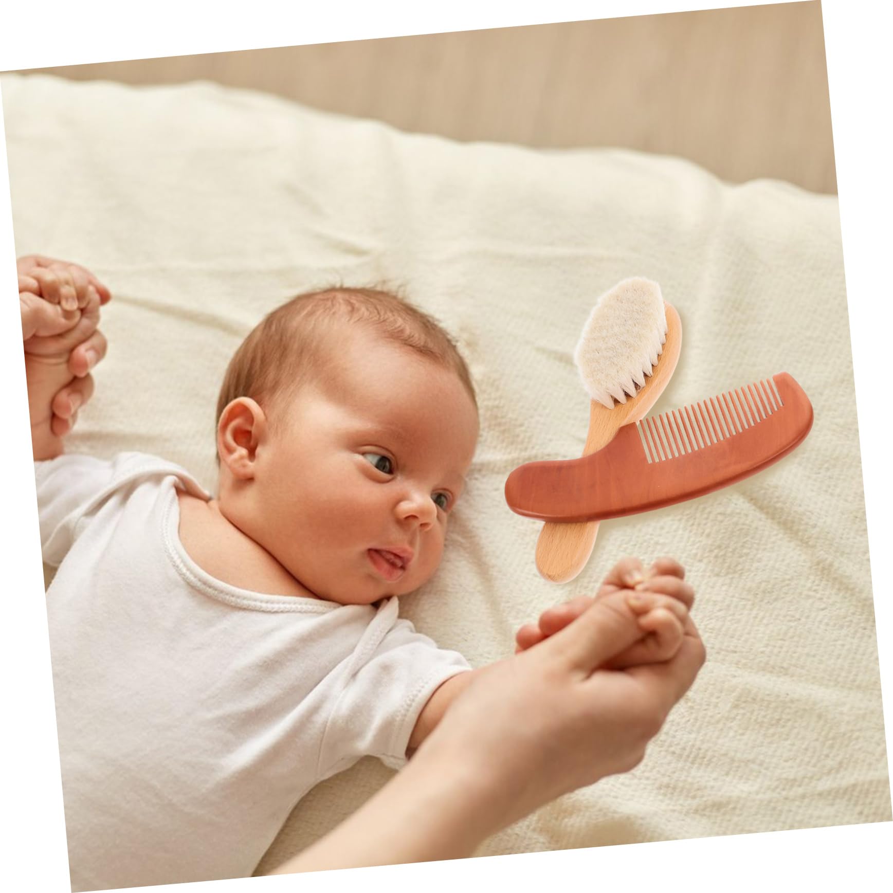 FRCOLOR 4 peines de madera para bebés, para niños pequeños, cepillo de baño para bebés, peine para el pelo, para recién nacidos, peine para, peine de madera maciza