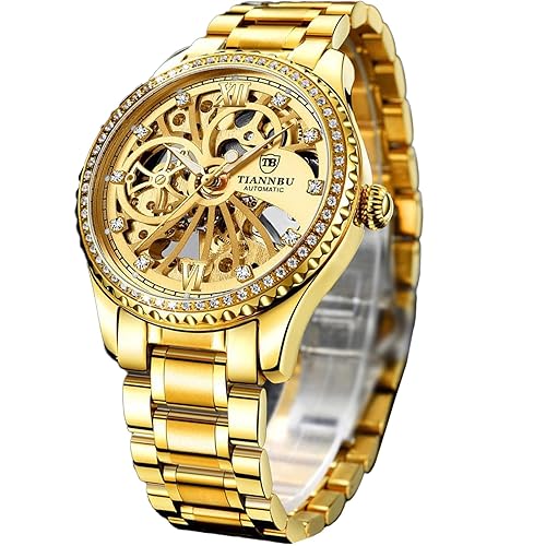 Luxury Gold Automatic Mechanical Watch for Men - Skeleton Dial