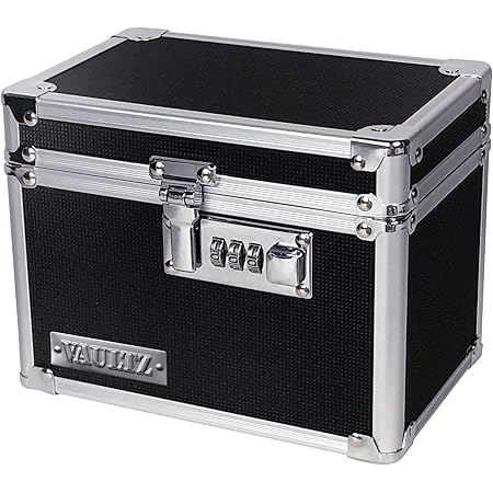 Vaultz Locking Medicine Box with Combination Lock, 5 x 7 x 5 Inches, Black (VZ00266)