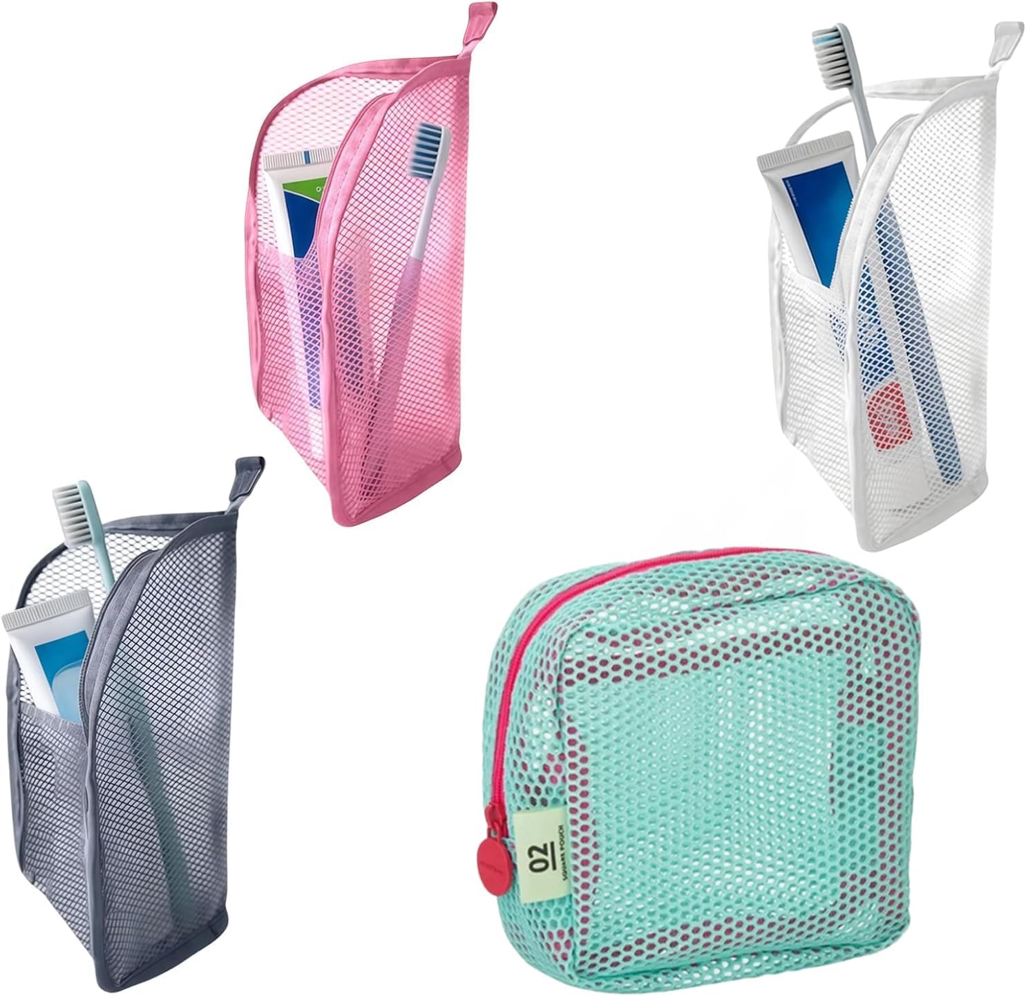 4Pcs Standing Toiletry Bag, Portable Lightweight Travel Toiletry Bag, Waterproof Cosmetic Pouch for Travel, Fold Down Makeup Bag for Vacation, Self Standing Toiletry Organizer