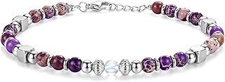 Bracelet Femme Bracelet Pierre Naturelle Femme Bracelet Perles Acier Inoxydable Pierre De Lune Réglable Bijoux Femme Cadeau Anniversaire Noel