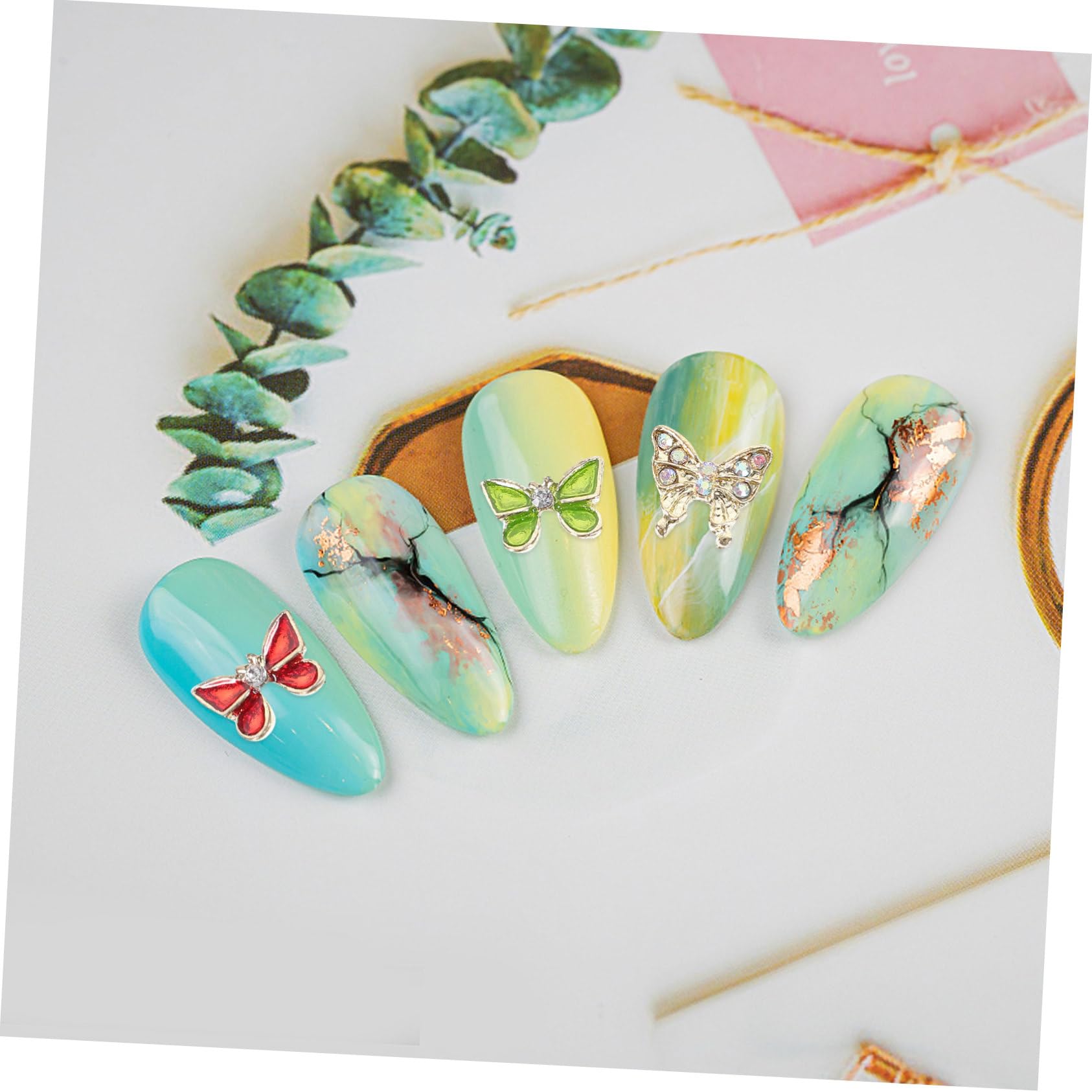 VICASKY Elegant Butterfly Nail Decors 40pcs Manicure Charms Christmas Nail Charms Small Gems for Art