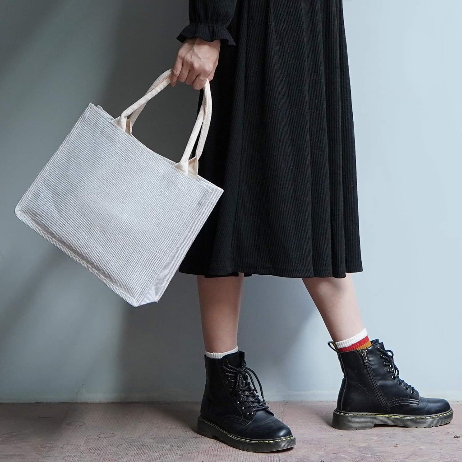 Segarty Tote Bags, 3 Pack Small White Burlap Jute Reusable Canvas Gift Favors Bag with Handles Blank Tote Bulk for Bridesmaid Wedding, Women Market Grocery Shopping, Bachelorette Party, Beach Trip - Image 7