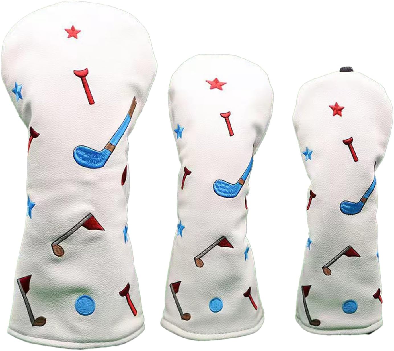 Stylish Golf Wood Head Cover, Colorful Embroidery Craft, Lightweight Construction, Scratch Resistance, Club Protector, Universal Fit for Golf Woods