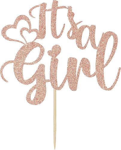 Miniatura 4 de Decoración para tartas con texto en inglés "It's a Girl", decoración de fiesta de revelación de género, suministros de decoración de fiesta de