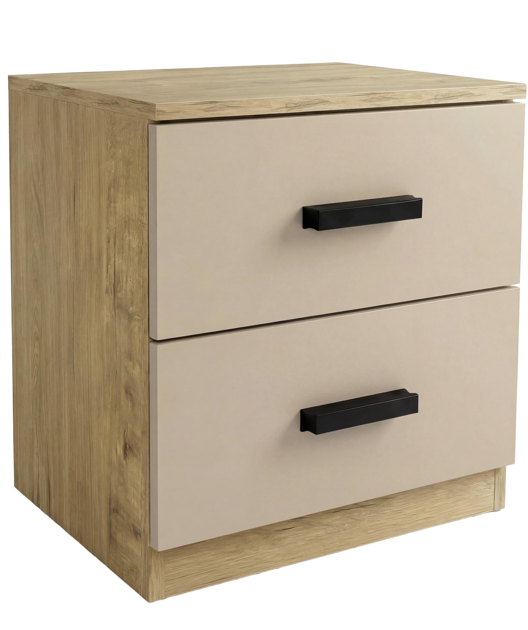 Blisswood Chest of Drawers, 2 Drawer Bedroom Chest of Drawers, Chest of Draws with Smooth Metal Runners Bedside Table Cabinet for Living Room Office Furniture, 40Wx 36Dx 45H cm (Oak + Cashmere)