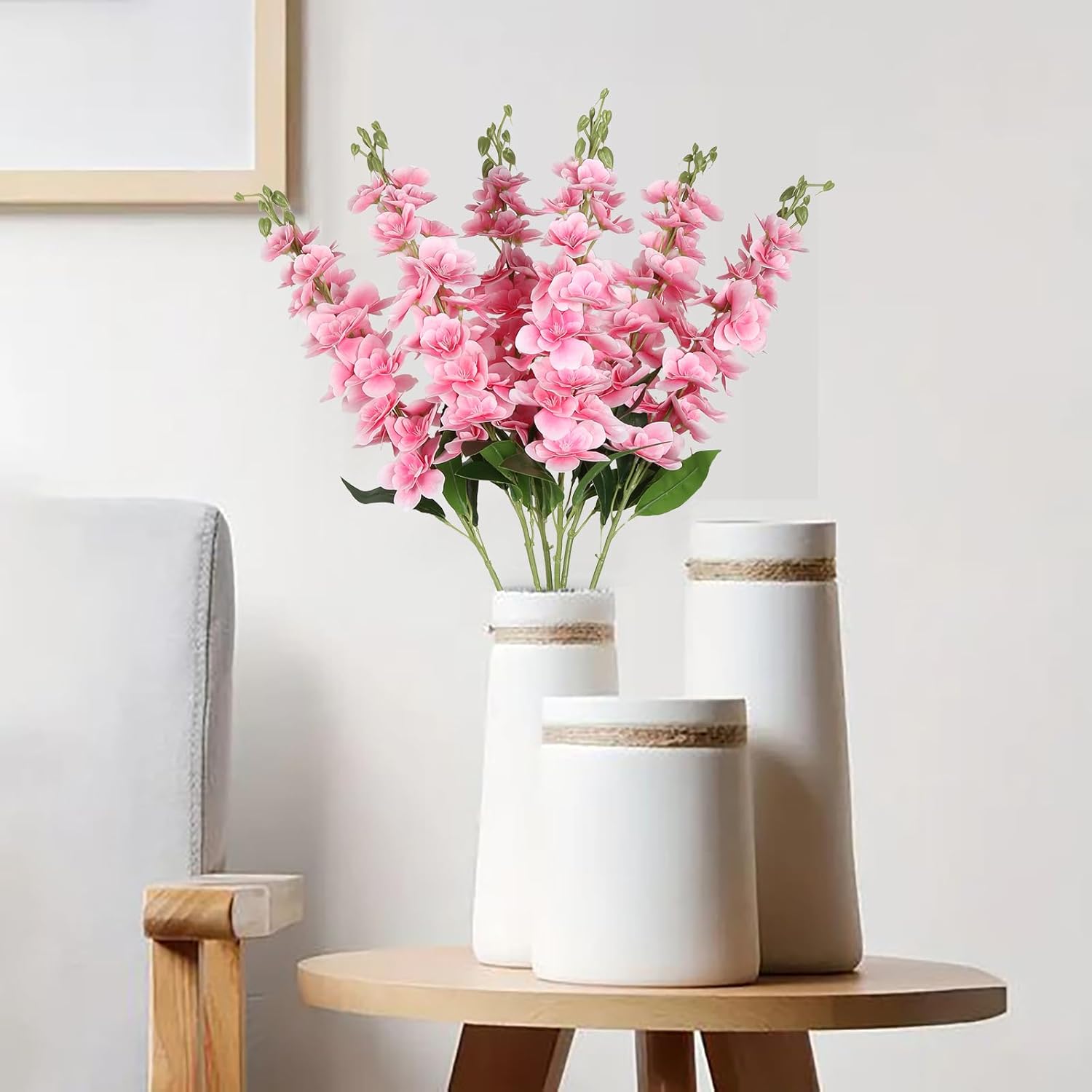 IPOPU Artificial Snapdragon Flowers,6PCS Pink Delphinium Flowers 33" Larkspur Artificial Flowers Long Stem Silk Flowers for Tall Vases Wedding Home Table Decor(Pink) - Image 7