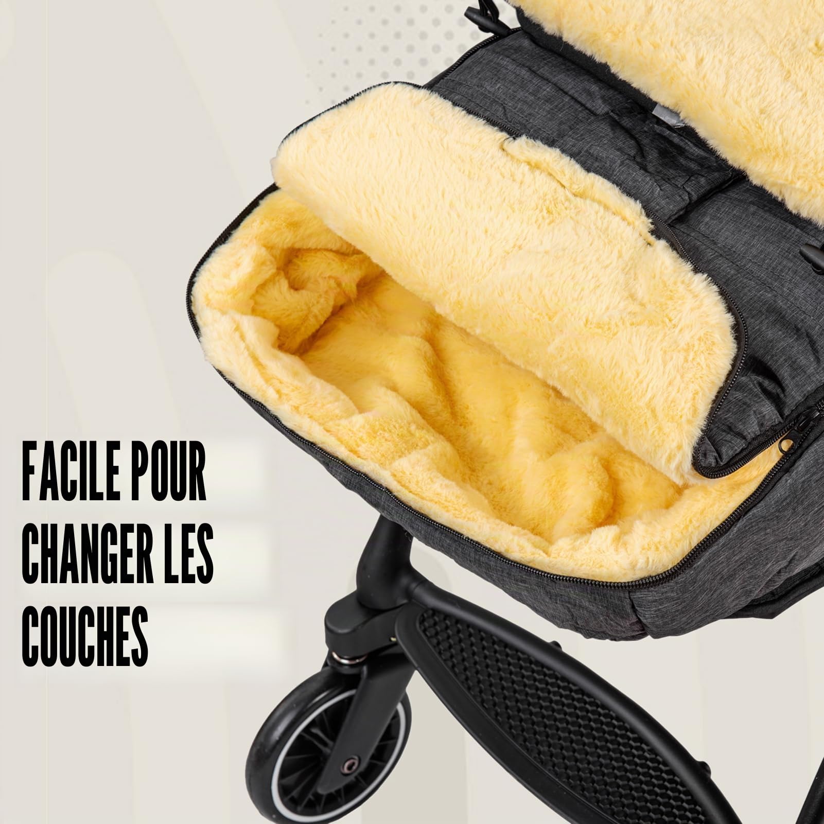 Chanceliere Universelle pour Poussette Doublure Chaude - Chancelière d'hiver pour bébé avec Capuche à Cordon, pour Landau, Double épaississement
