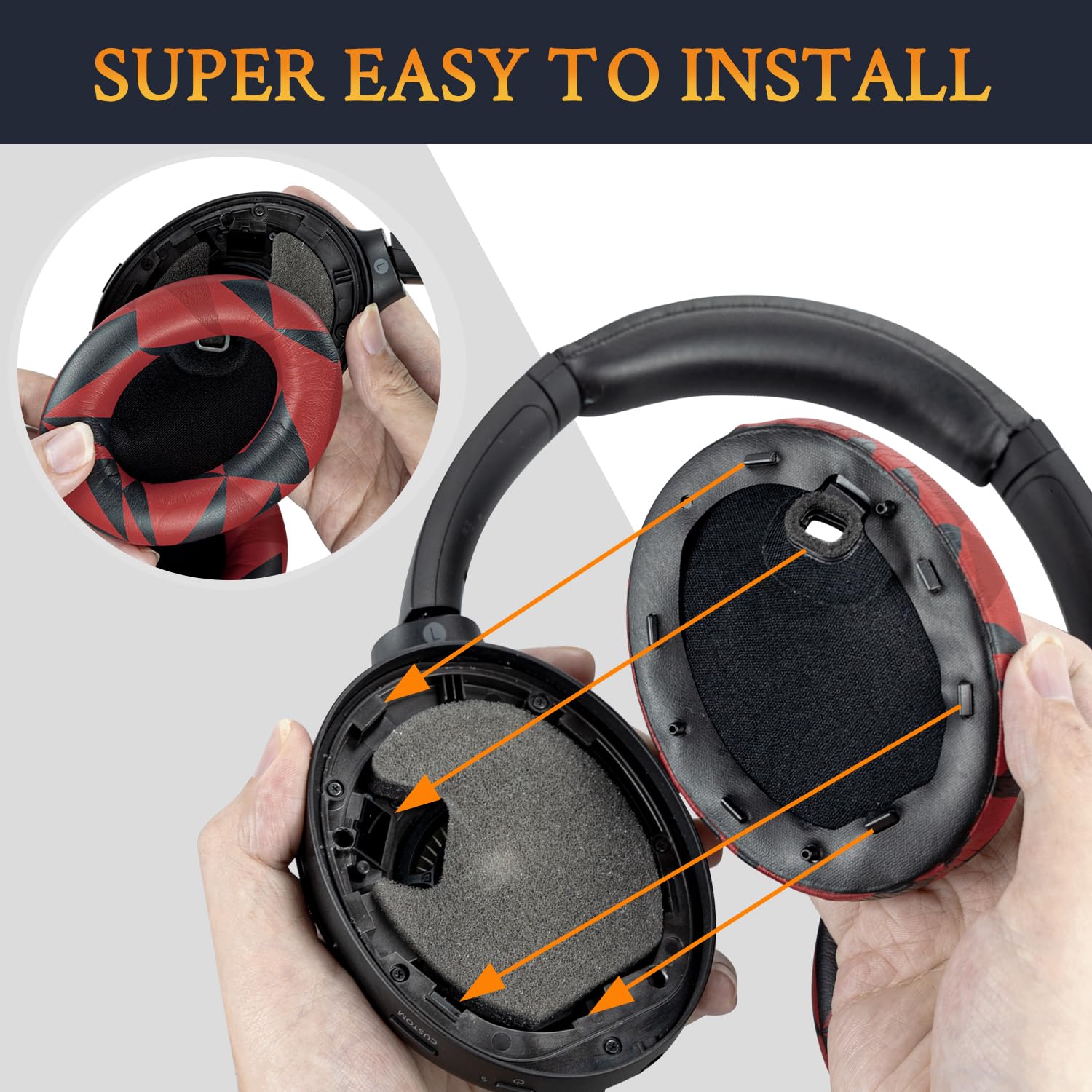 SOULWIT Coussinets Oreille Remplacement Cuir Protéiné Pour Sony WH-1000XM3 - Mousse Mémoire Épaisse