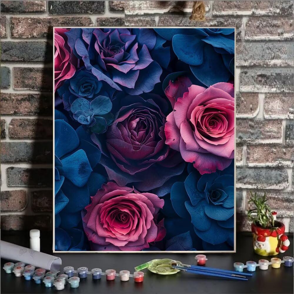 Farba według numerów dorosłych roślina 40 x 50 cm zestaw do malowania dla początkujących