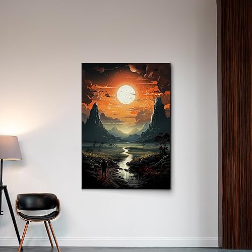 Miniatura 2 de Canvas Framed Canvas Wall Art Wood Panel, Night Riders, Two Cowboys Print, Night Scene Print, Cowboy Riding Horse Art, Nature Prints, Canvas, Wall