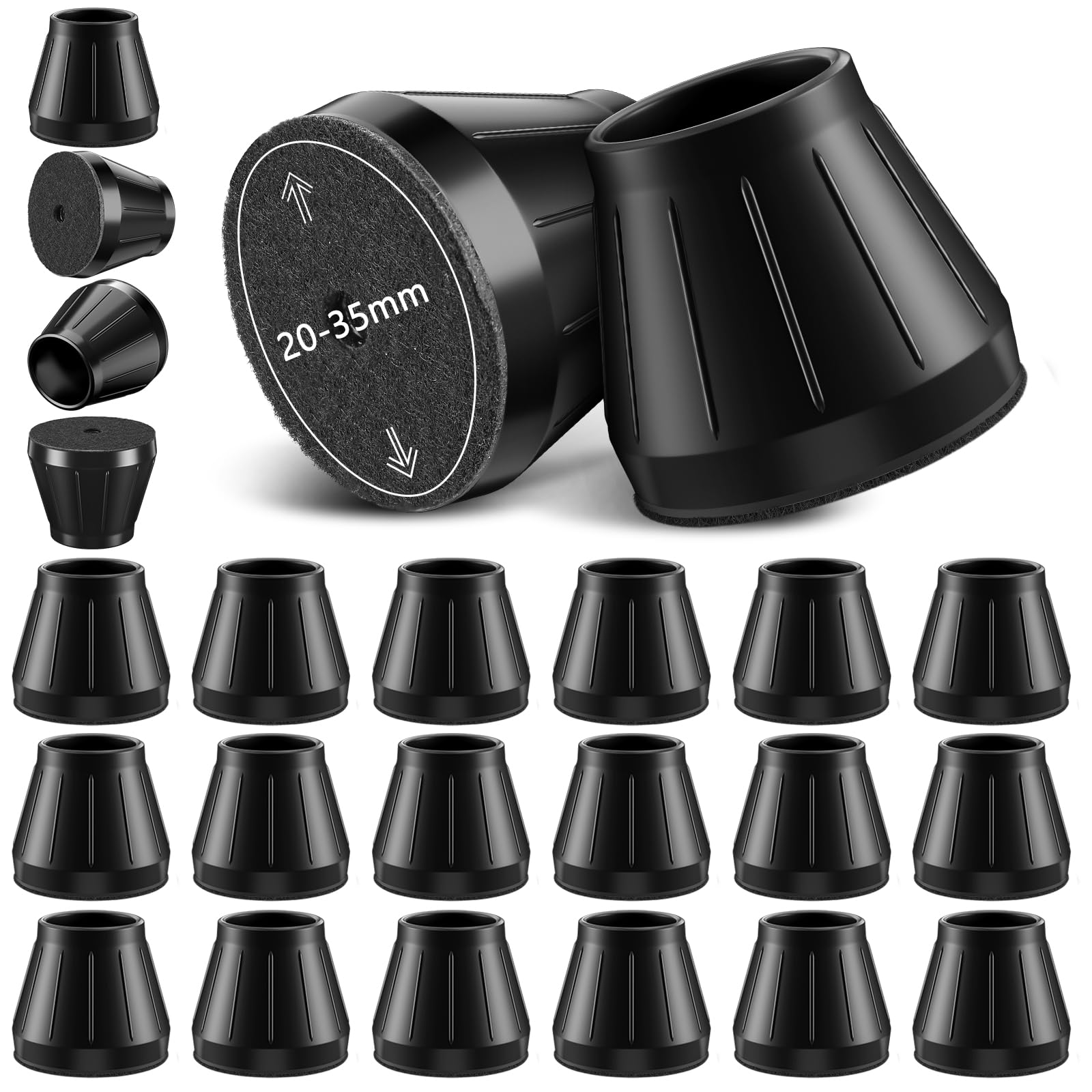Lytool Chair Leg Floor Protectors, 24pcs Silicone Chair Leg Caps 20-35mm with Wrapped Felt, Furniture Feet Protectors Pads, Chair Feet Floor Protectors โ image 1