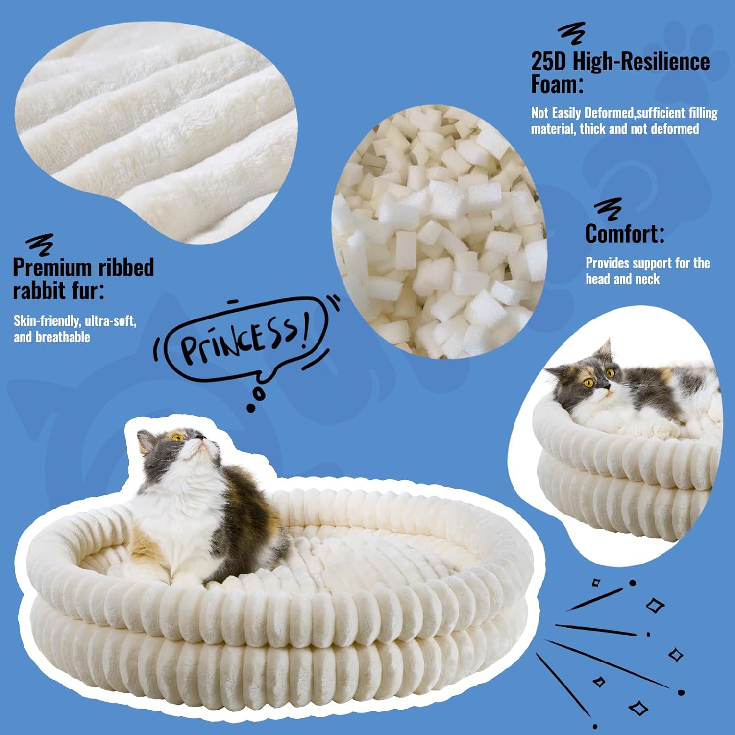 Washable Cat Bed Donut Dog Beds for Small Dogs with Corduroy Fleece Super Soft Pet Bed for Puppy and Kitten,20 * 20 * 6 in