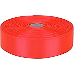 Baocuan Satin Ribbon 50 Yards Solid Fabric Ribbons Roll for Wedding Invitations, Bridal Bouquets, Sewing, Party Decorations, Gift Wrapping and More (Orange red, 1 inch)