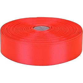 Baocuan Satin Ribbon 50 Yards Solid Fabric Ribbons Roll for Wedding Invitations, Bridal Bouquets, Sewing, Party Decorations, Gift Wrapping and More (Orange red, 1 inch)