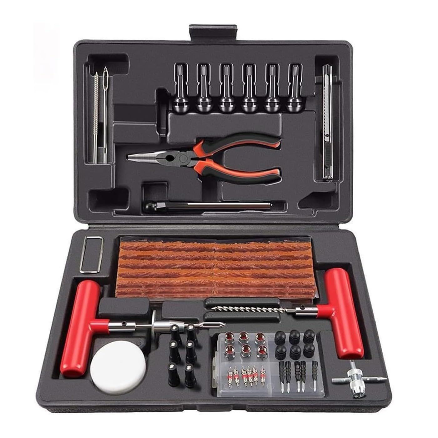 Herramientas de reparación Juegos de herramientas manuales Herramientas de reparación de automóviles Kit de reparación de neumáticos de 98 piezas Herramientas de garaje Kit de reparación de pinchazo