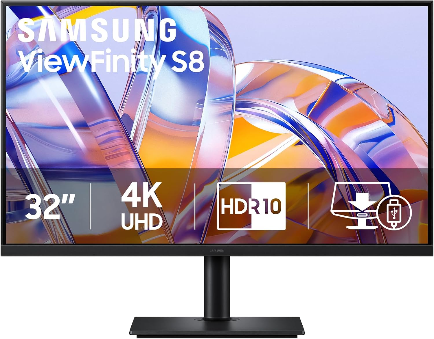 32" ViewFinity S8 (S80UH) High-Resolution Monitor | 4K UHD (3840x2160), USB-C (90W), Ergonomic Stand, HDR10+, Easy Connection, LS32H802UANXZA