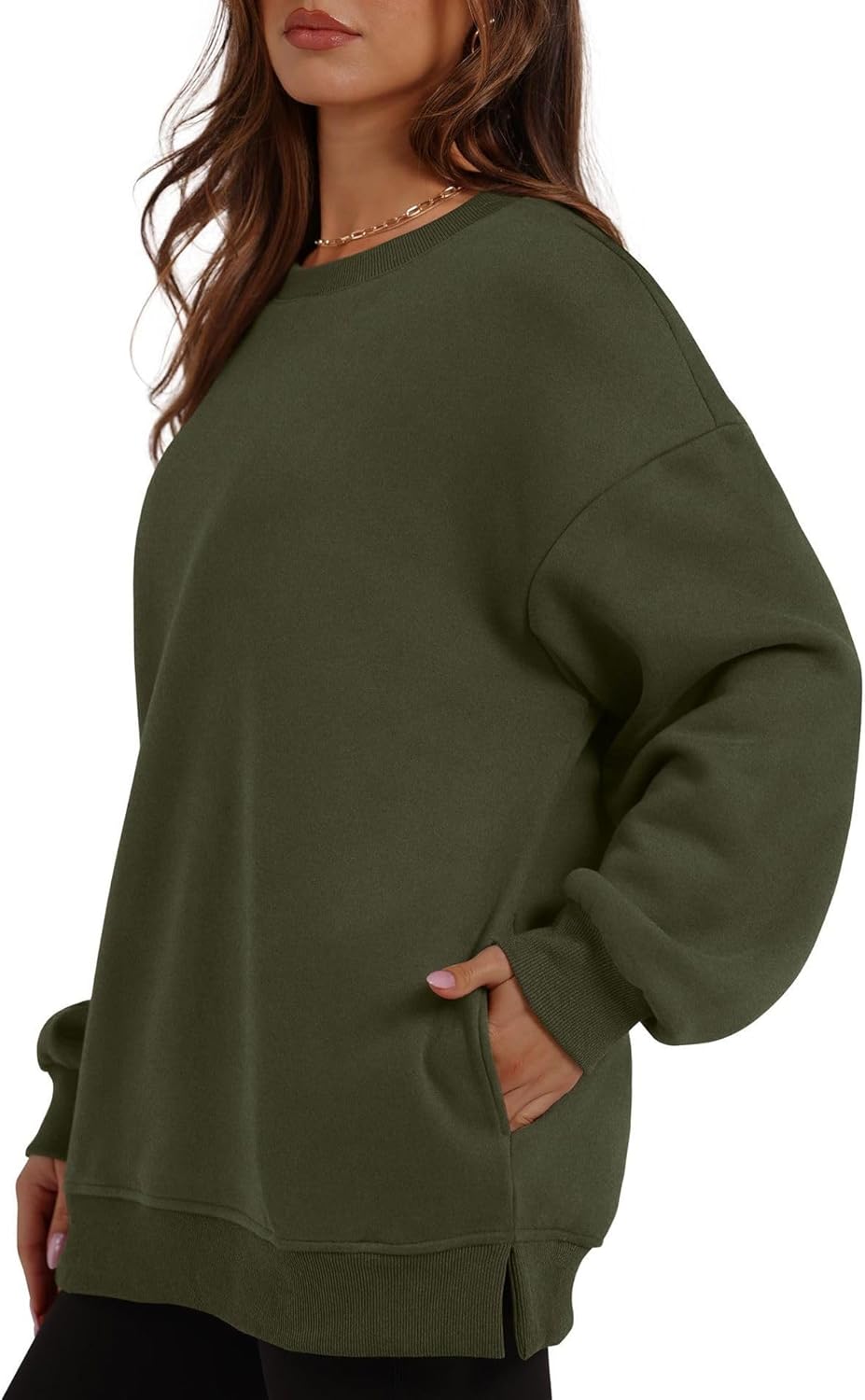 Women's Oversized Fleece Sweatshirt - Soft Crewneck Casual Sweater Top Comfy Fall Winter Fashion Hoodie - Image 3