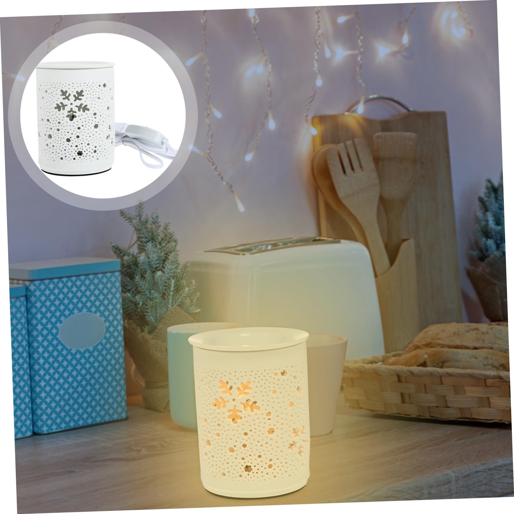 Elektrische Duftlampe aus Keramik mit Runder Form und 25 W Leistung Aromatherapie Brenner für Zuhause zum Entspannen und Dekorieren in Schlaf und Arbeitsräumen