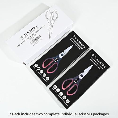 Miniatura 7 de Tijeras de cocina de alta resistencia con tijeras desmontables, multiusos, tijeras aptas para lavavajillas, cuchillas dentadas, cascanueces y