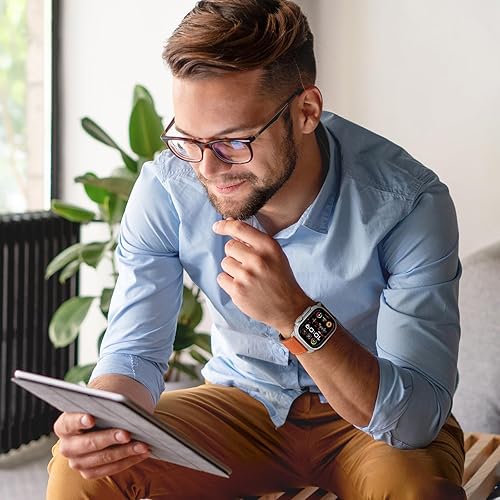 Vista 132 de UUPWPOKT Correa de cuero compatible con Apple Watch Ultra 3/2/1 Band de 1.929 in, 1.811 in, 1.772 in, 1.732 in, 1.654 in, correa de cuero genuino