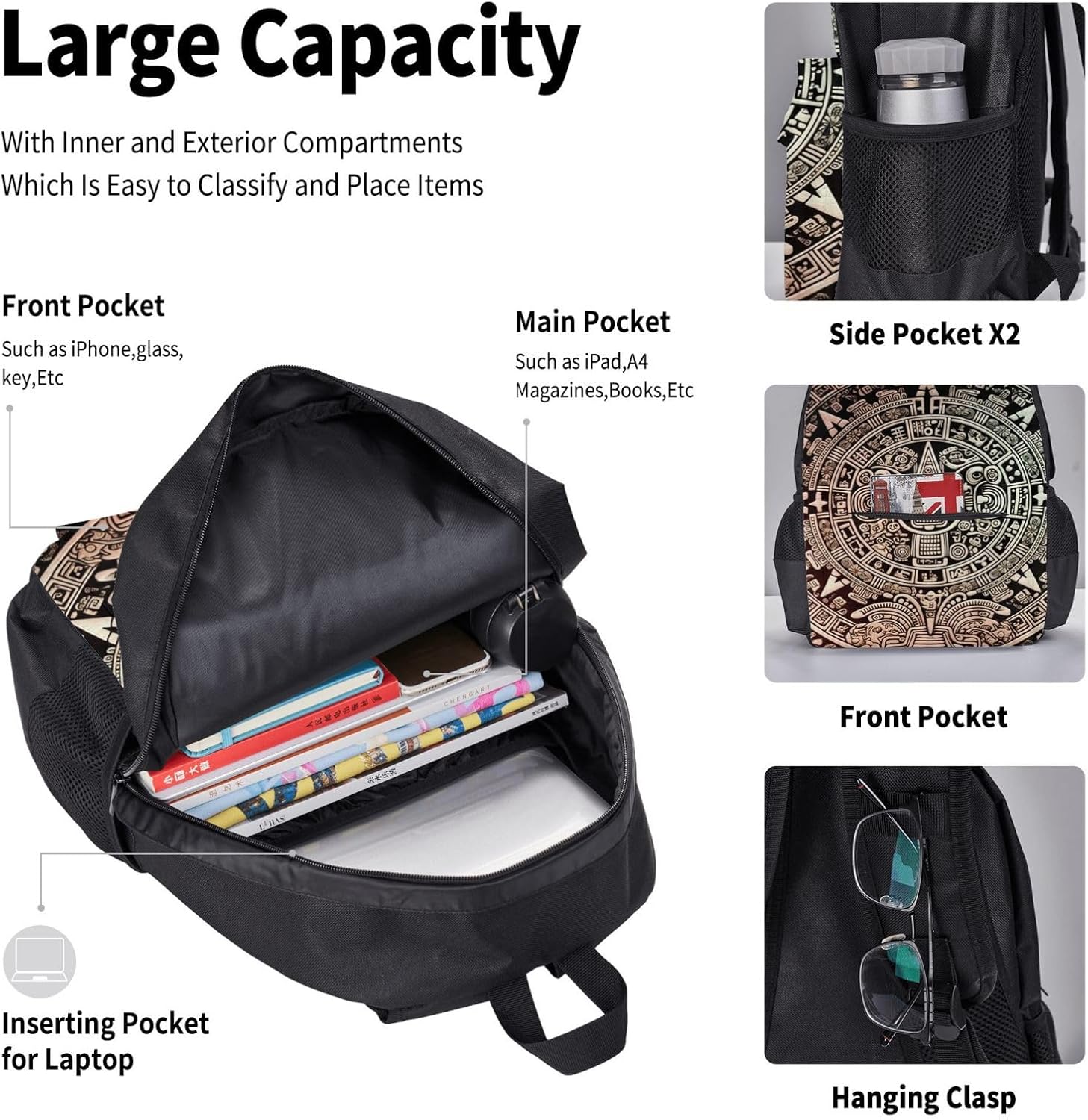 3 in1 Travel Laptop Backpack with Lunch Bag and Pencil Case Casual Daypack image 5