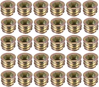 uxcell Furniture Threaded Insert Nuts Zinc Alloy M8 Internal Threads 10mm Length 30pcs