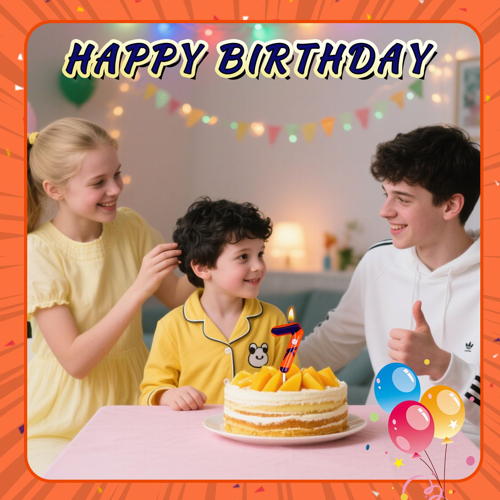 Velas de cumpleaños naranja de anime, velas de números para fiesta de cumpleaños, suministros de decoración de pasteles (naranja, número 10)
