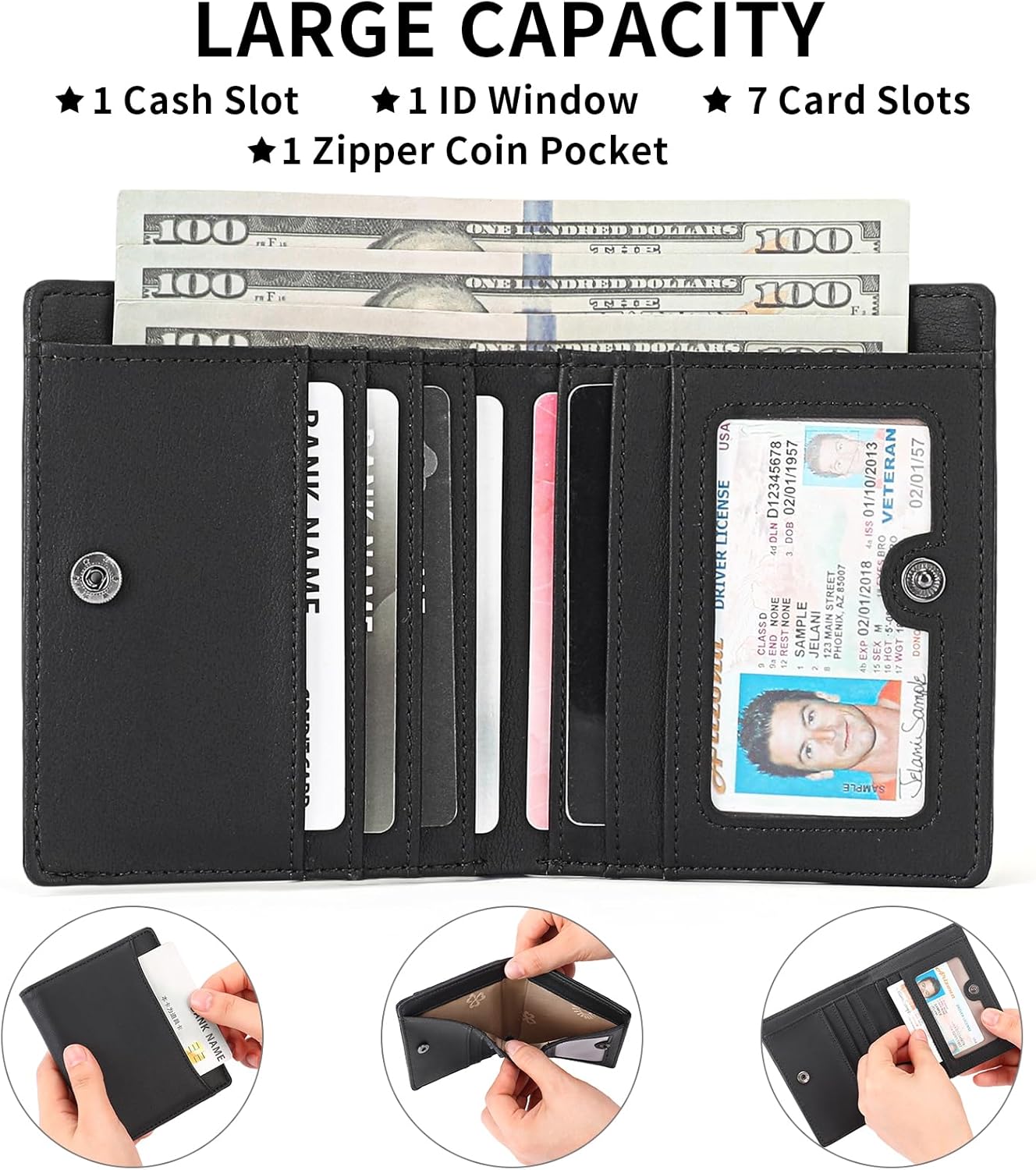 GAEKEAO Mens Wallet Slim Bifold RFID Blocking Thin Credit Card Holder Genuine Leather Minimalist Wallets for Men with Zipper Coin Pocket - Image 2