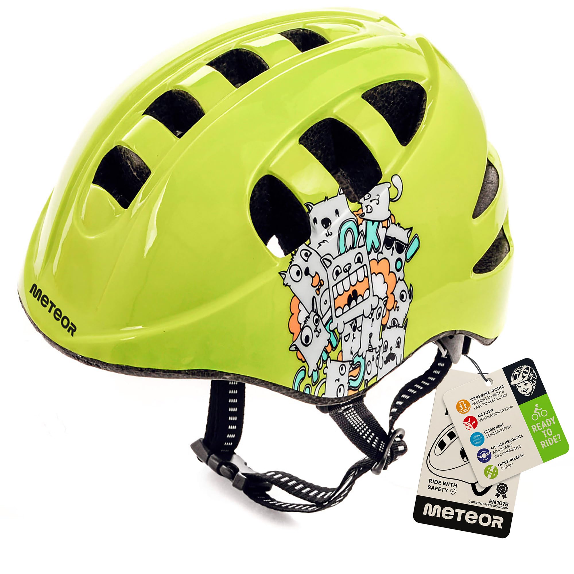 meteor FahrradHelm Kinder Skaterhelm Jugend Radhelm Radsport Skateboard Inline-Skate BMX Scooter - Entwickelt für die Sicherheit der jüngsten Benutzer - S 48-52cm