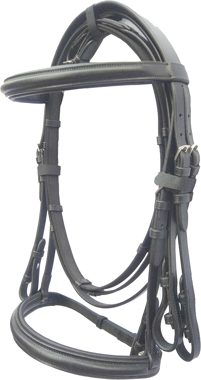 Soft Padded Leather Bridle for Horses | The Padded Bridle with Reigns | Soft Leather for browband and Noseband Padding| Comfortable to The Horse, Safe, Gentle, and Effective