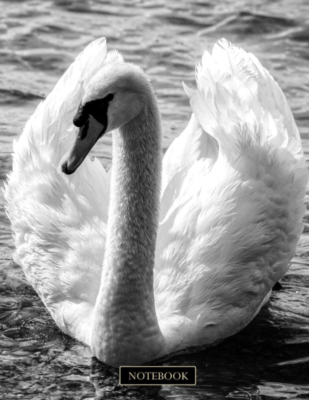 Notebook: Black and white swan - Lined Notebook Journal - 100 Pages - Large 8.5 x 11 inches (21,59 x 27,94 см)
