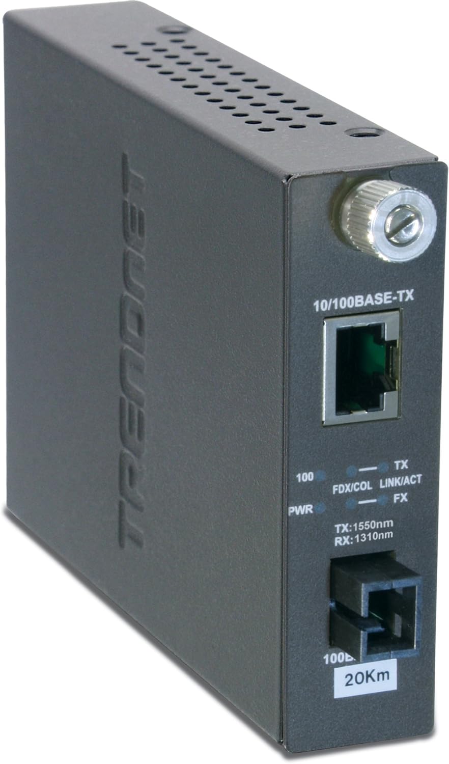 TRENDnet 10/100Mbps TX to 100Base-FX Dual-Wavelength Single-Mode Fiber Media Converter, Use with TFC-110S20D5, Up to 20km (12.4 Miles), Fiber to Ethernet Converter, Lifetime Protection, TFC-110S20D3