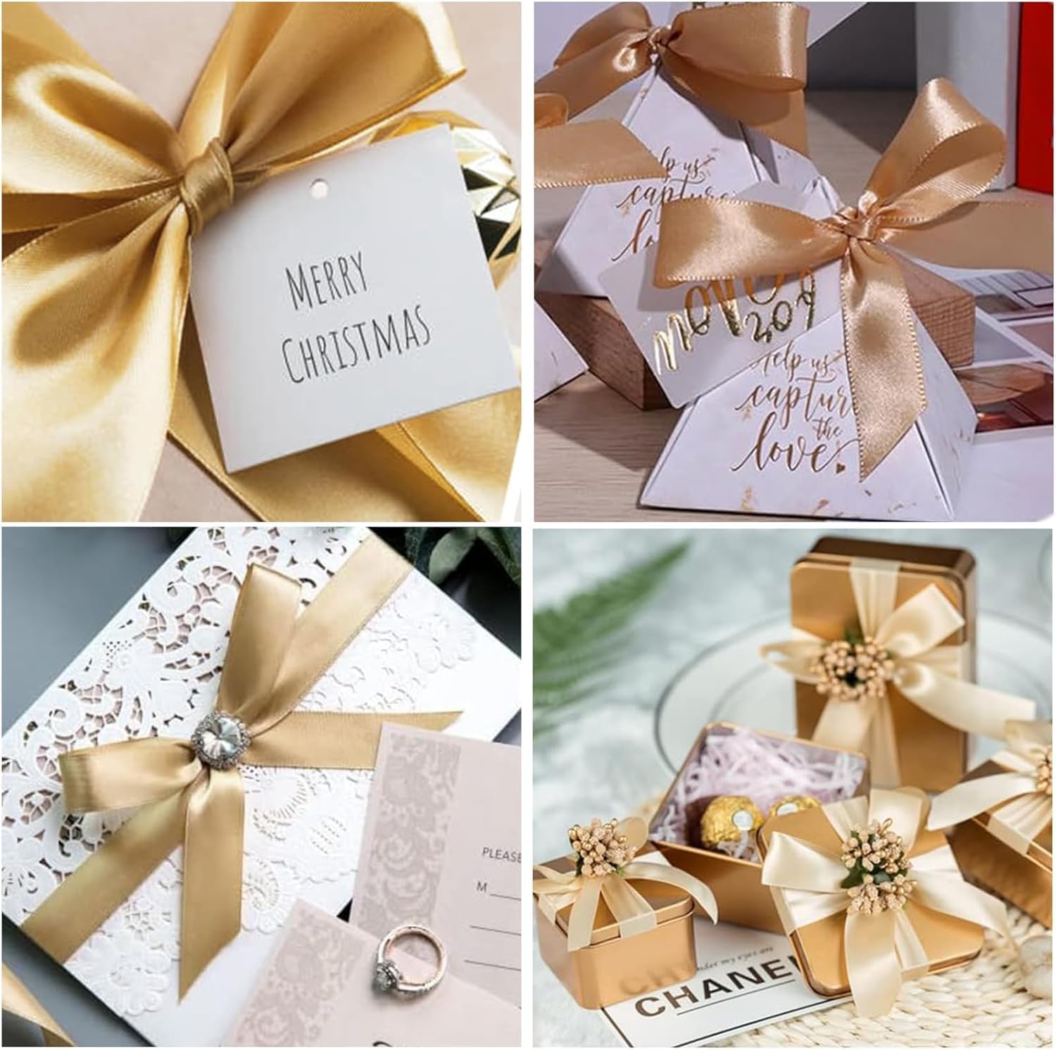 Nastro Regalo Dorato 10mm - 66m Totali Per Confezioni Regalo, Decorazioni Natale, Matrimoni E Compleanni - Foto 12