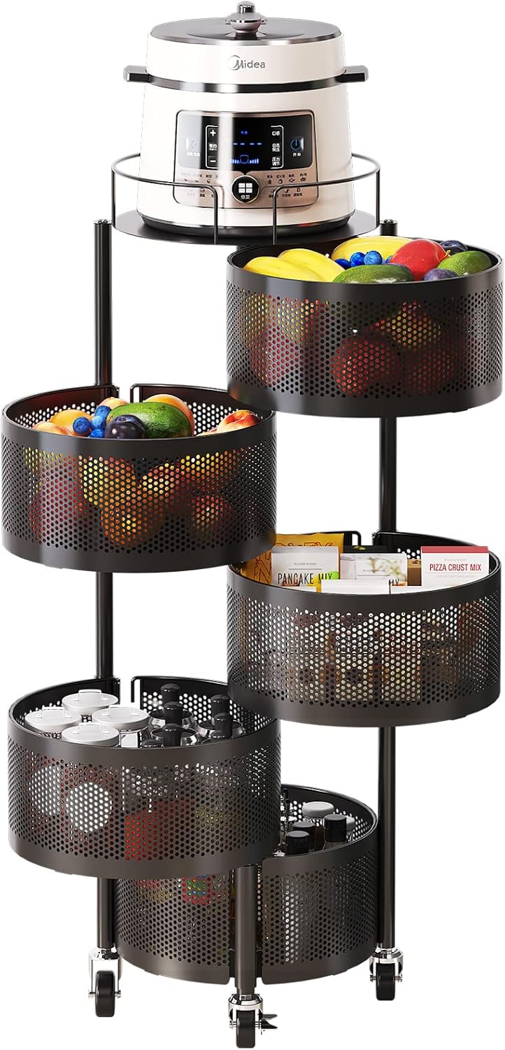Wisdom Star 5 Tier Rotating Fruit Basket for Kitchen, Vegetable Storage